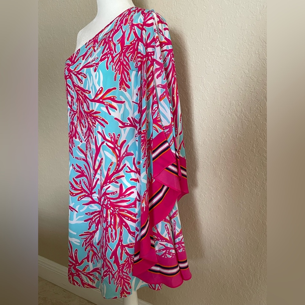 ❌SOLD❌🎉HP🎉Lilly Pulitzer Marlee One Shoulder Silk Dress 2 - Picture 6 of 12